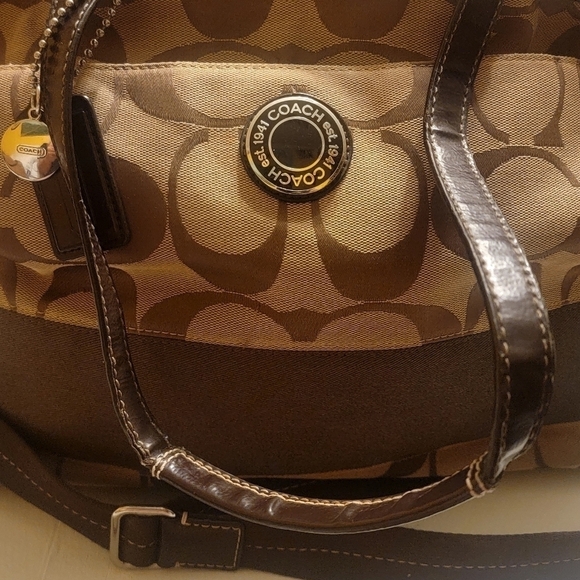 COACH Signature Stripe Jacquard Diaper Baby Bag Tote Purse F19202 Travel